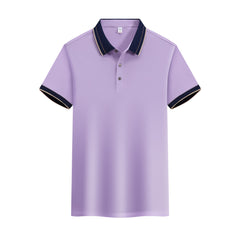 Ice Ion Mercerized Pearl Cotton Color Matching Collar Polo Shirt For Men And Women - kinko