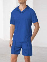 Men's Full Size Short Sleeve Top and Shorts Matching Set Plus Size - kinko