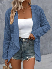 Eyelet Roll-Tab Sleeve Cardigan - kinko