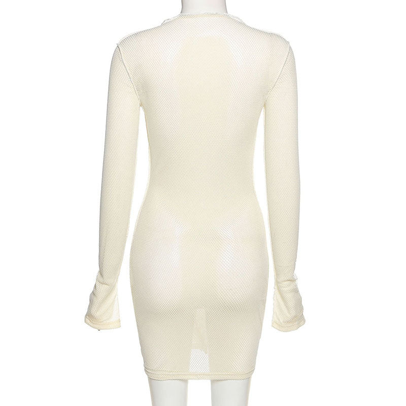 See-Through Dresses With Long Sleeves Cover The Hips - kinko