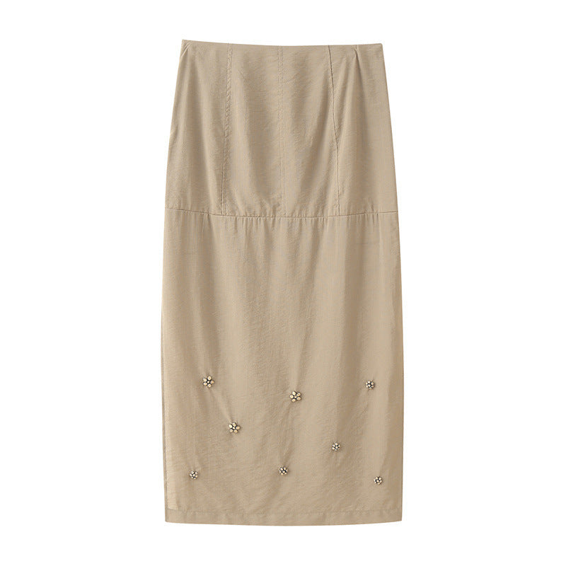 Solid Color Worsted Embellished Set Diamond Skirt - kinko