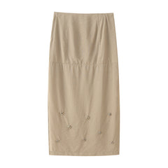 Solid Color Worsted Embellished Set Diamond Skirt - kinko