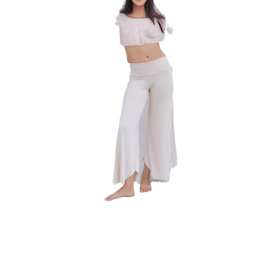 High Waist Irregular Casual Pants Yoga Cropped Pants - kinko