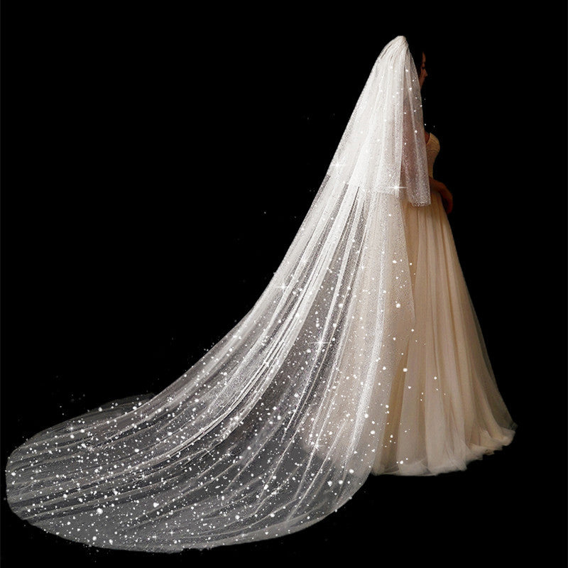 Bridal Wedding Dress Long Tail Luxury Super Fairy Wedding Veil - kinko