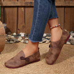 Herbstliche flache Freizeitschuhe für Damen, runde, weiche Loafer mit niedrigem Schaft