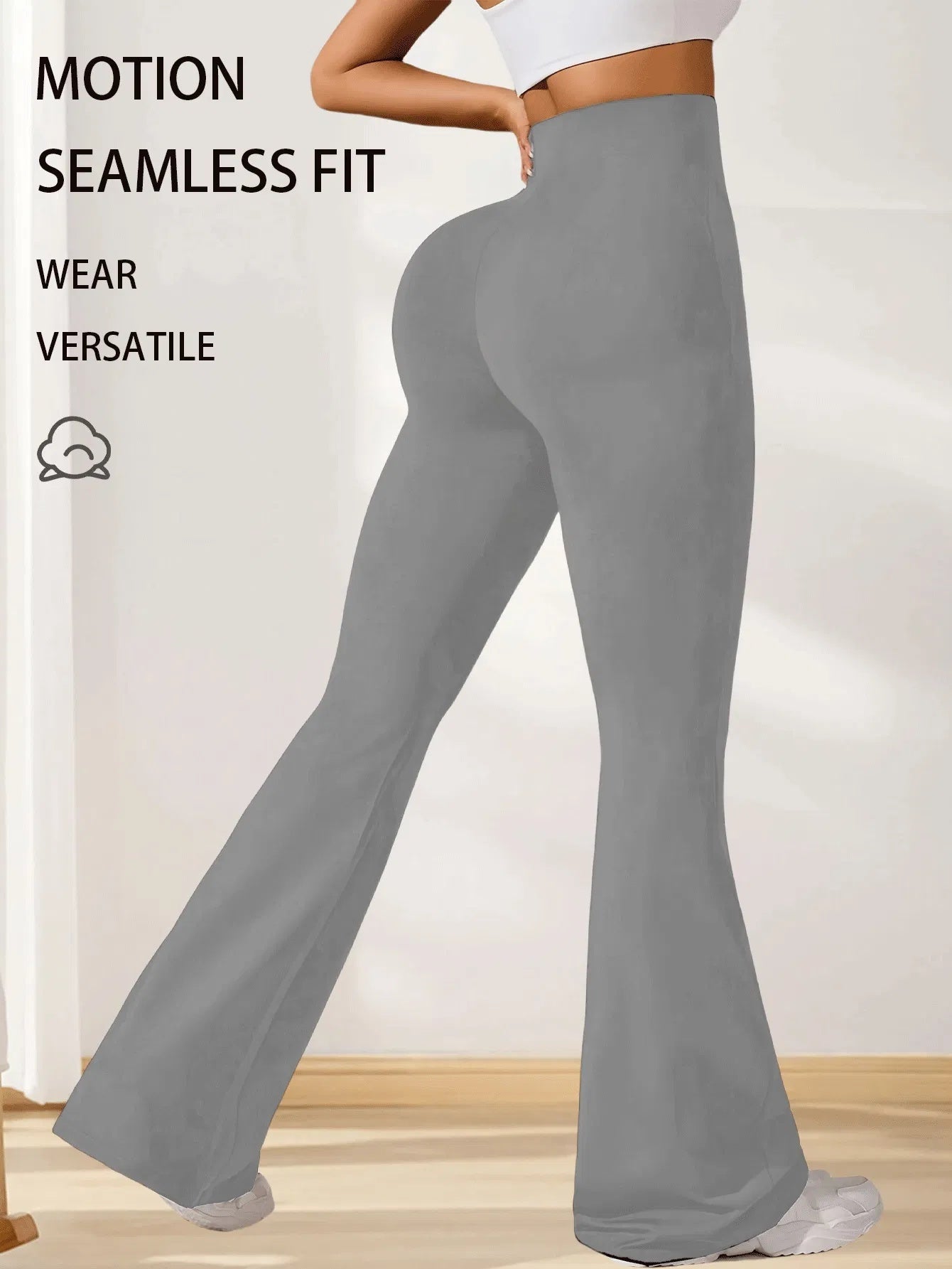 3pcs High-Waisted Flare Sharkskin Leggings Slim Fit, Lightweight & Sculpting Yoga Pants - kinko