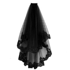 Black Veil Short Lace Headdress Spiritual Love Wedding Clothes Party Photo Veil Veil - kinko