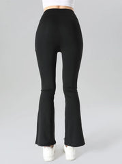 4pcs High-Waisted Flare Sharkskin Leggings Slim Fit, Lightweight & Sculpting Yoga Pants - kinko