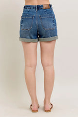 Judy Blue Full Size High Rise Cuff Denim Shorts Plus Size - kinko