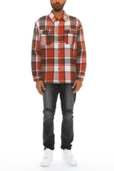 WEIV Men's Full Size Checkered Soft Flannel Shacket Plus Size - kinko