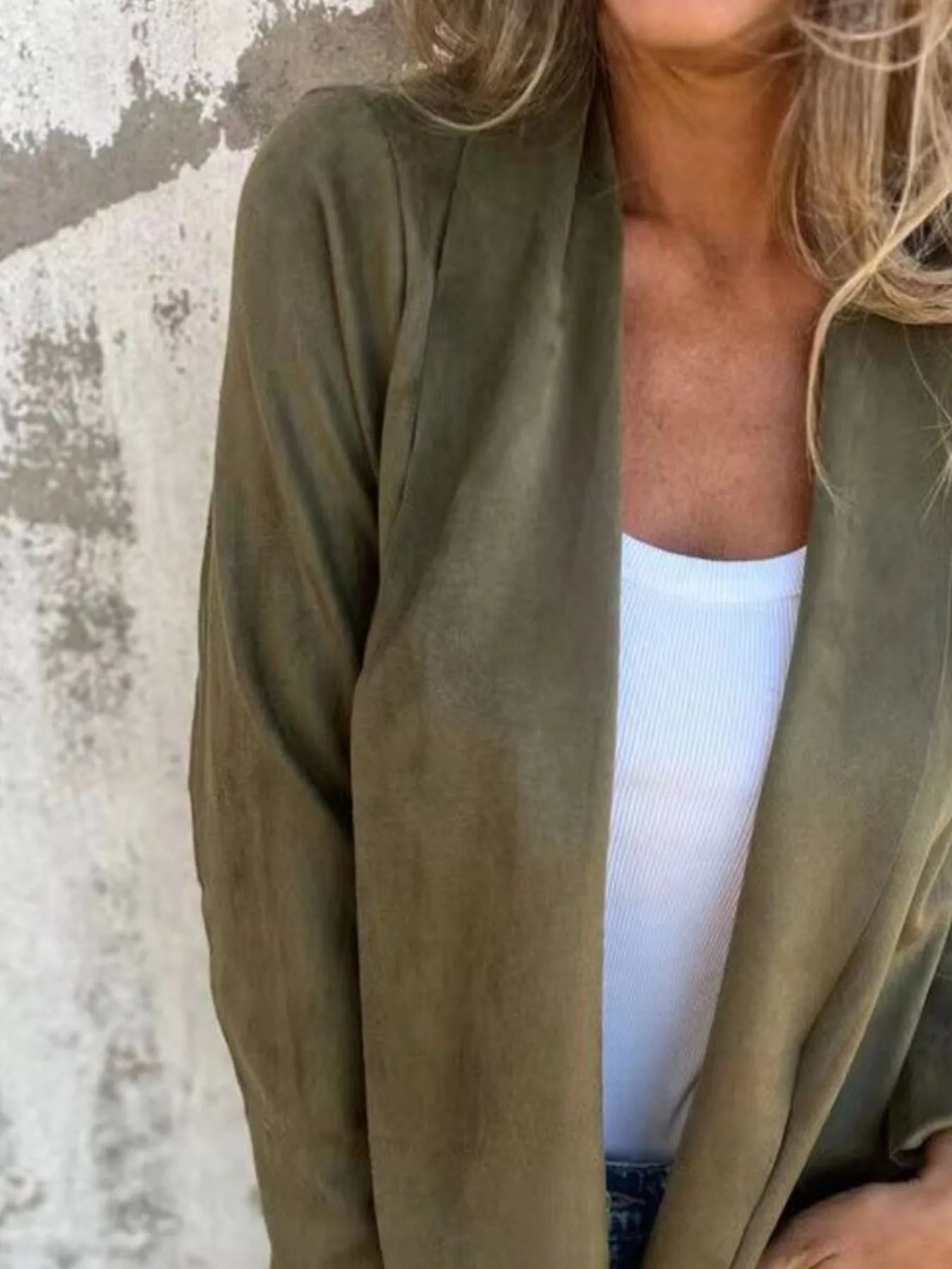 Full Size Open Front Casual Cardigan Plus Size - kinko