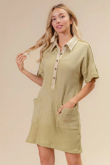 BiBi Dip Dye Mineral Washed Knit Dress - kinko