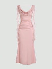 Elegant Solid-Colored Ribbon Wedding & Party Dress - kinko