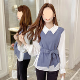 All-matching Fitted Waist Flattering Shirt Graceful Collar Chiffon Shirt Top - kinko