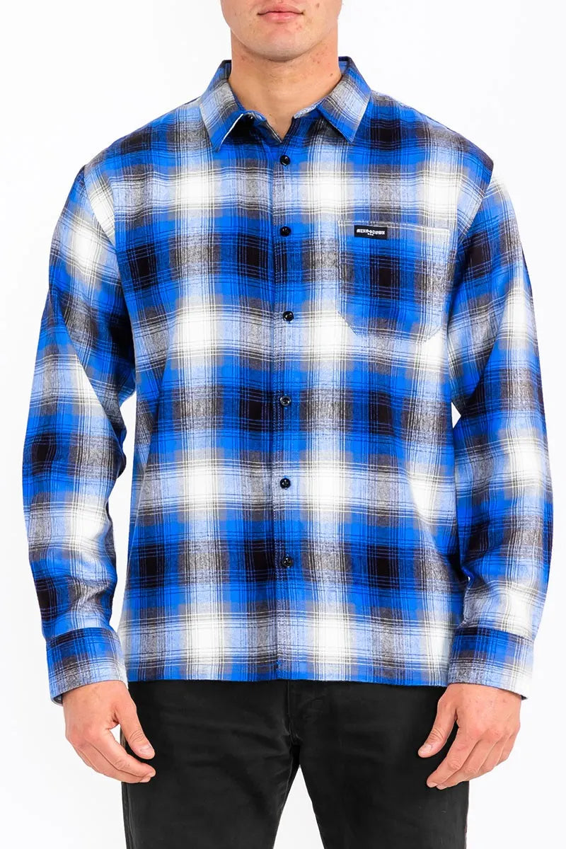 WEIV Men's Full Size Plaid Long Sleeve Flannel Shirt Plus Size - kinko