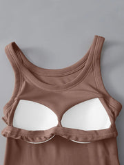 Round Neck Tank with Bra - kinko