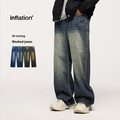 Washed Cut Wide Leg Jeans Men - kinko