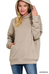 Zenana Oversized Scuba Hoodie with Kangaroo Pocket - kinko