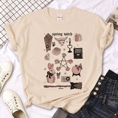 Witch Triple Moon Gothic Sun Tshirt Women Y2K Tee Female Des