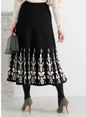 Jacquard Slim Knit A- Line Temperament Long Dress - kinko