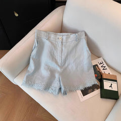 Lace Stitching Sleeveless Cotton And Linen Suit Women - kinko