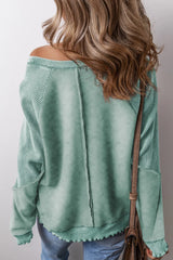 Exposed Seam Long Sleeve Sweatshirt - kinko