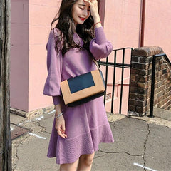 French style orange sweater skirt for fall and winter