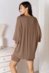 Basic Bae Full Size Soft Rayon Three-Quarter Sleeve Top and Shorts Set - kinko