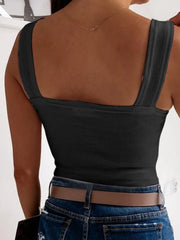 Square Neck Wide Strap Tank - kinko