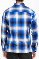 WEIV Men's Full Size Plaid Long Sleeve Flannel Shirt Plus Size - kinko