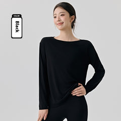 Modal Sports Blouse Women's Long Sleeve Slit On Both Sides Loose Breathable - kinko