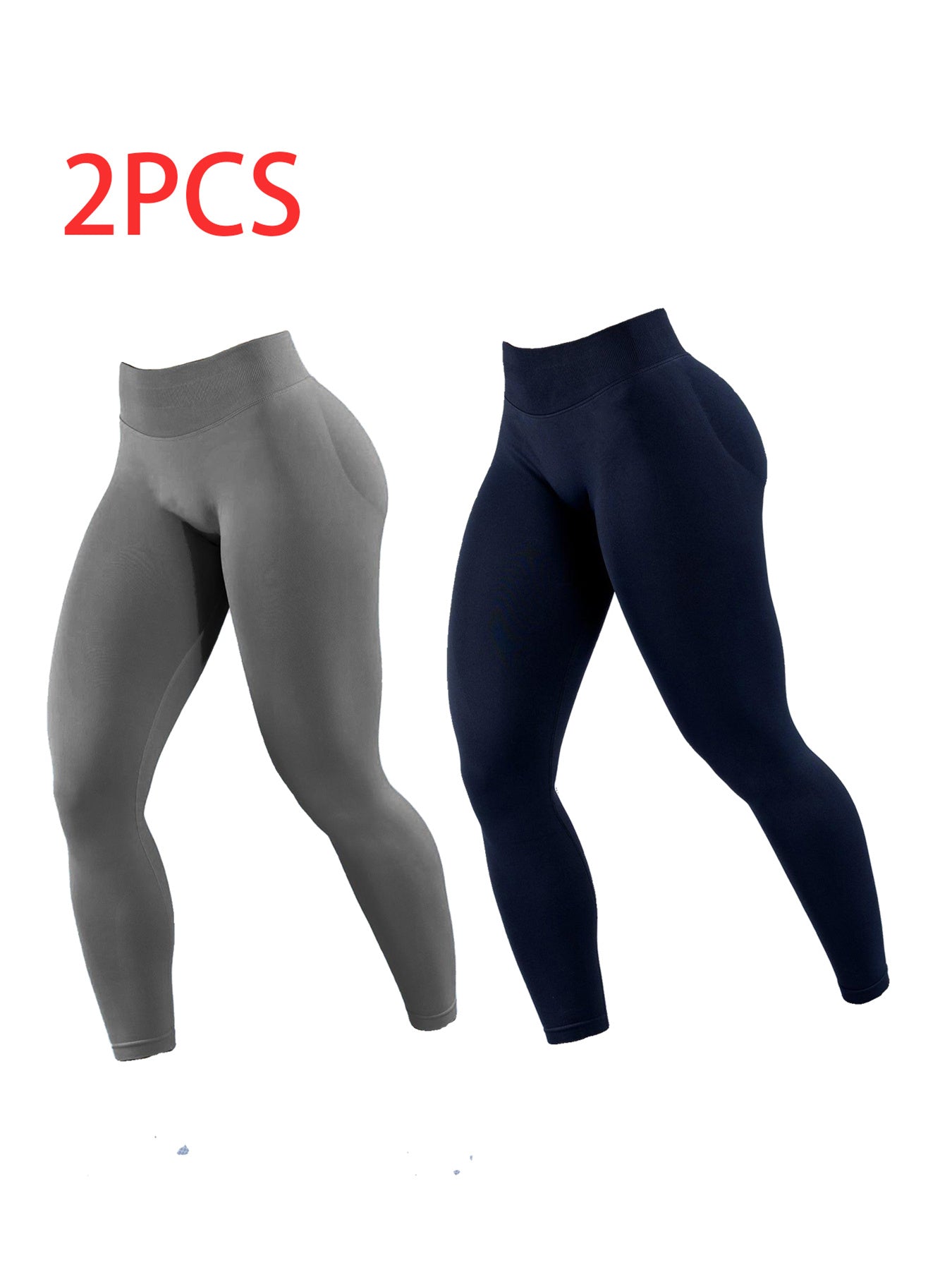 2pack Solid-color Yoga Exercise Leggings - kinko