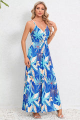 Printed Surplice Maxi Cami Dress - kinko