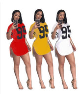 Printed Short Sleeved Mini Dresses Casual - kinko