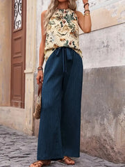 Printed Tank Top and Wide Leg Pants Set - kinko