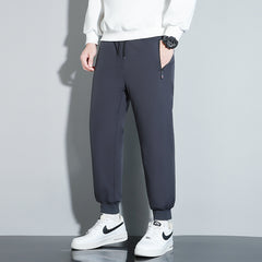 Graphene Warm With Velvet Casual Pants Fall Winter Men Plus Size Three-proof Lambswool Trousers
