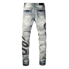 Street Fashion Wash Distressed Skinny Jeans - kinko