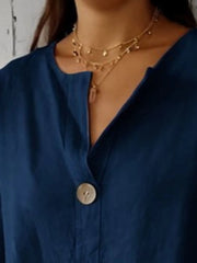 Full Size Casual Notched Drop Shoulder Blouse Plus Size - kinko