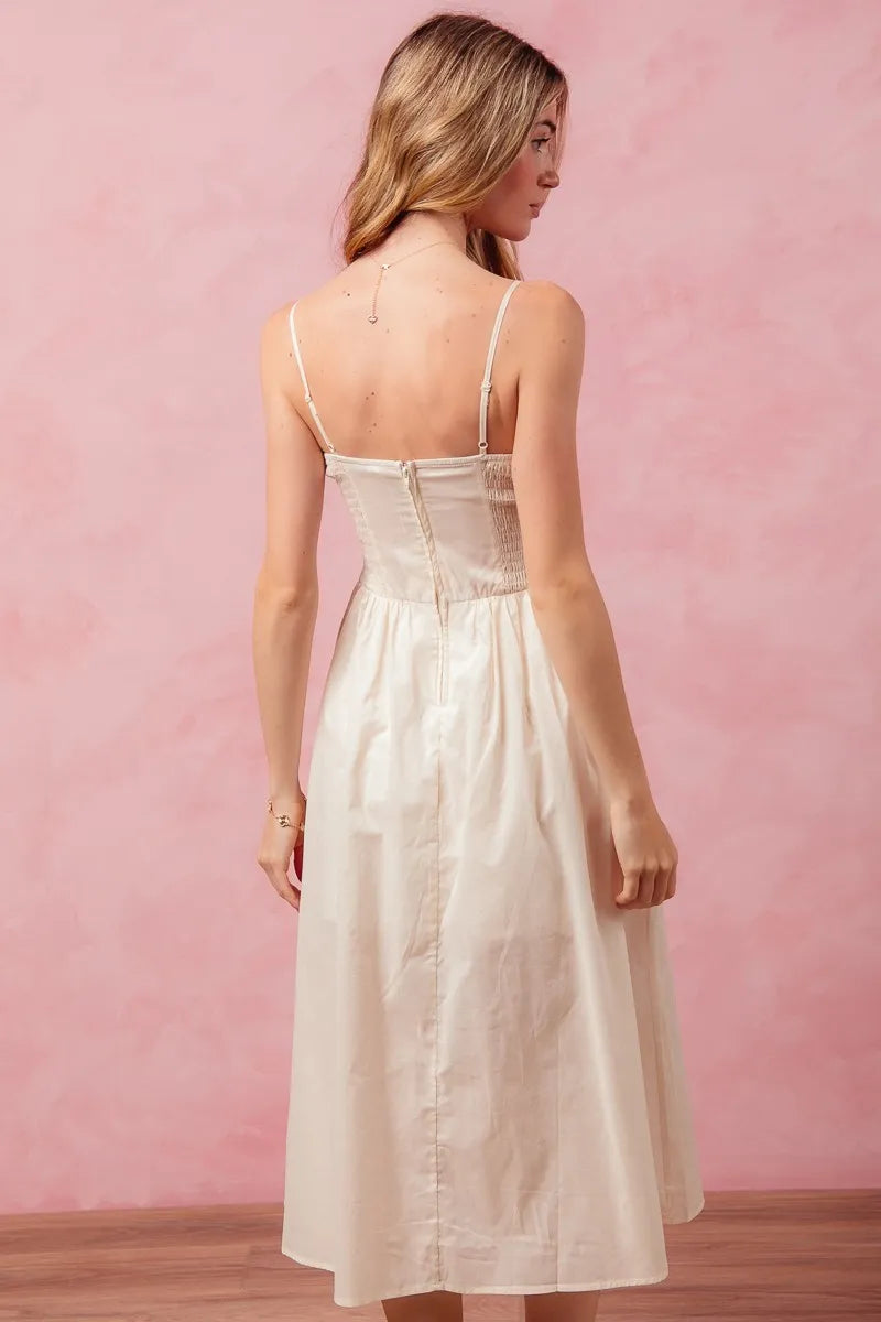 SO ME Smocked Sleeveless Casual Everyday Dress With Slit - kinko