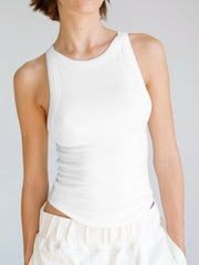 Asymmetrical Back Ribbed Crop Tank Top - kinko