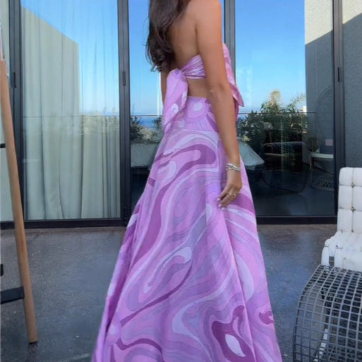 European And American Vacation Style Suit Tube Top Two-piece Long Dress - kinko