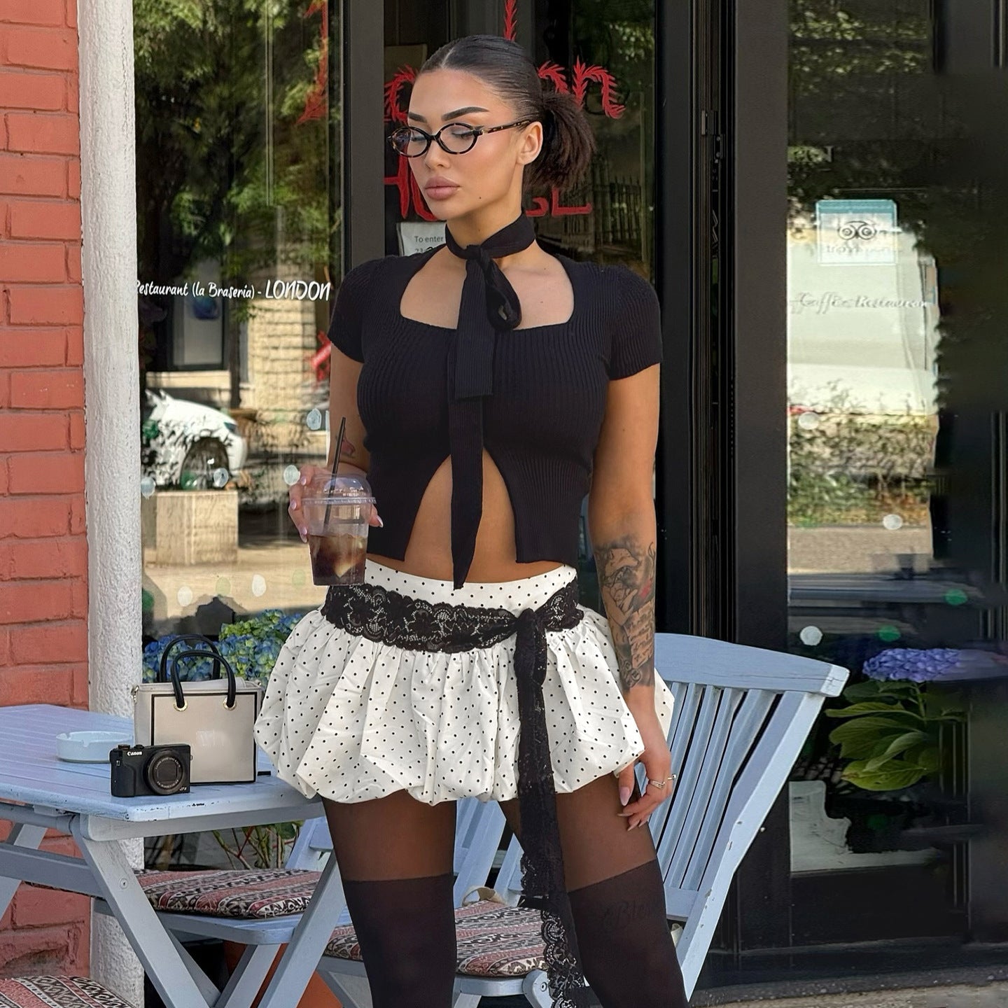 Women's Clothing Polka Dot Lace Series Hot Girls All-match A- Line Skirt - kinko