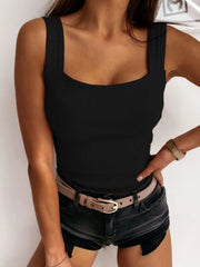 Square Neck Wide Strap Tank - kinko