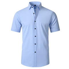 Korean Slim-fit Solid Color Shirt Men's Shirt - kinko