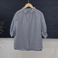 Artistic Versatile Breathable Solid Color Linen Women's Shirt - kinko