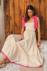 SO ME Ribbon Flowy Maxi Dress with Contrast Trim - kinko