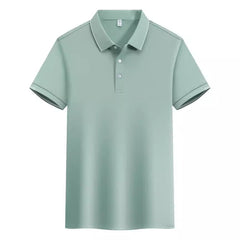 ICE Cotton Single Side Color Secondary Collar Lapel Short Sleeve Polo Shirt - kinko