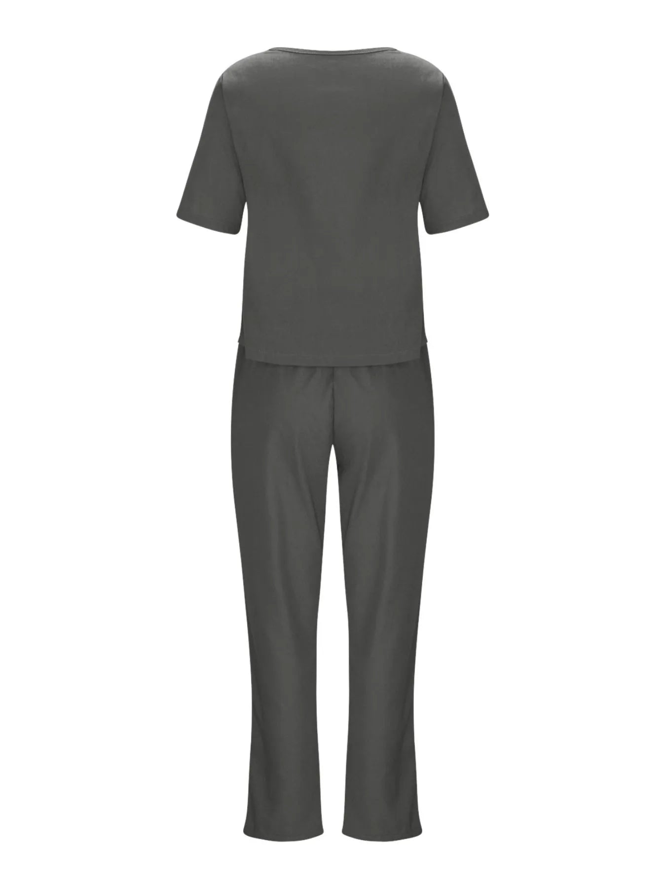Full Size Round Neck Short Sleeve Top and Pants Set Plus Size - kinko