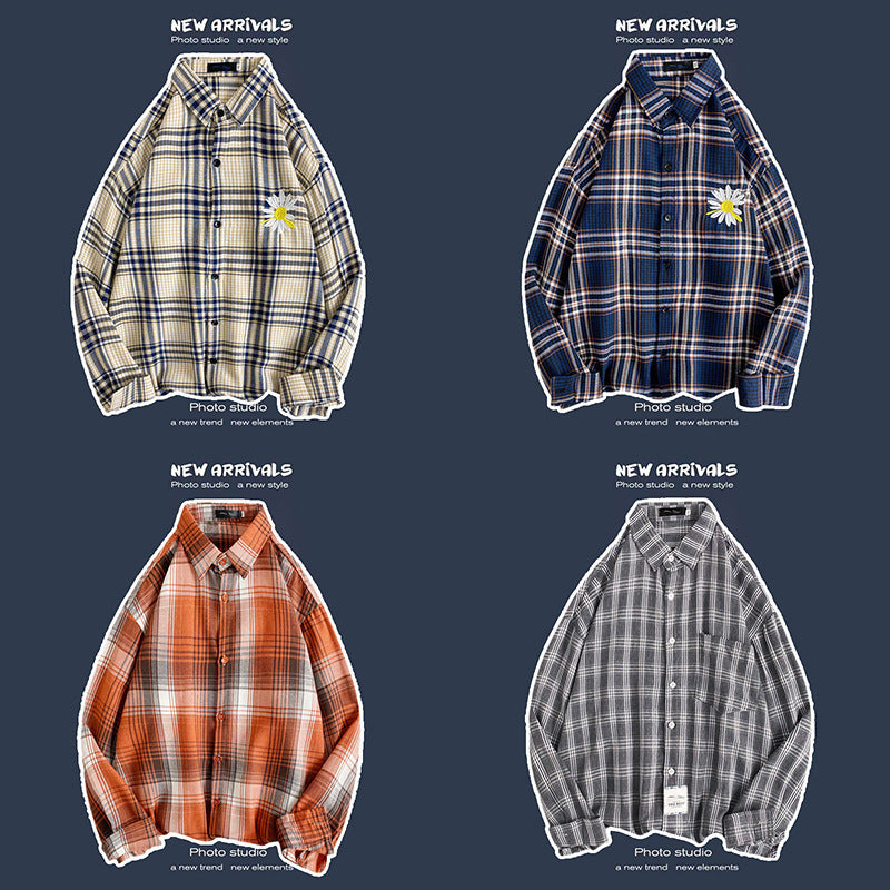 Loose Fashion Personality Men's Retro Plaid Coat - kinko