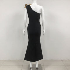 Slim-fit Bandage Golden Flower Maxi Dress - kinko